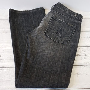 7 FOR ALL MANKIND Black Wash Boot Cut Jeans 29"